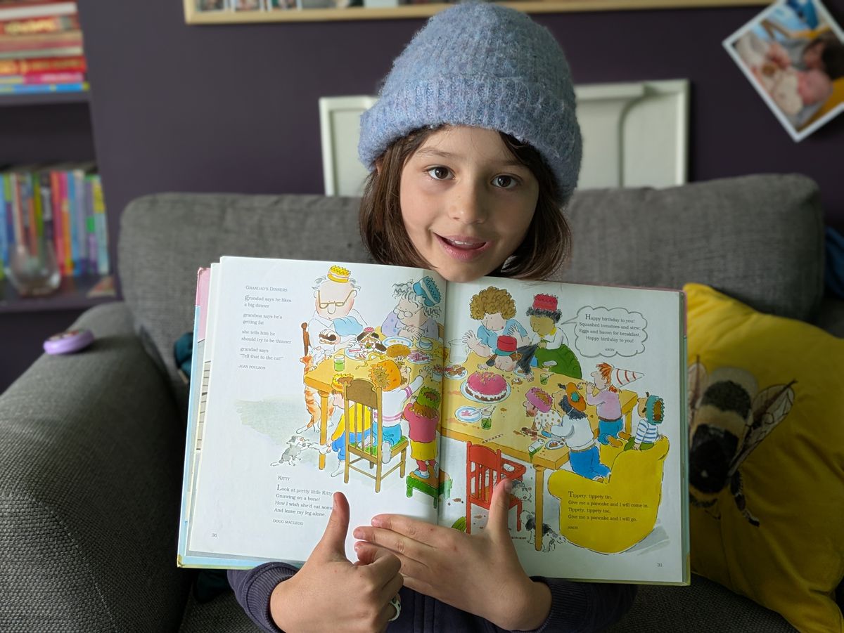 Nell showing Happy Birthday